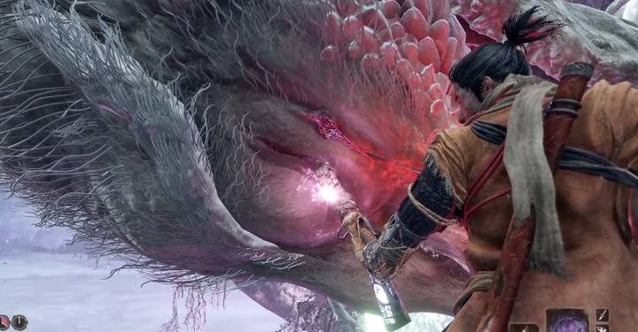 Zadaj ostateczny cios wspinając się po mieczy w pobliże głowy smoka - Divine Dragon - Boss w Sekiro Shadows Die Twice - Sekiro Shadows Die Twice - poradnik do gry
