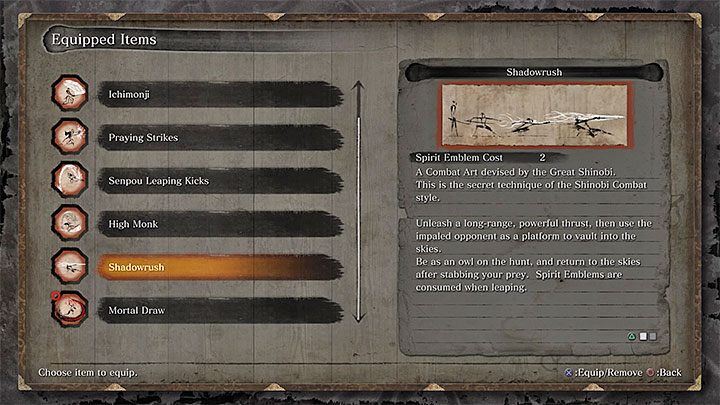 W miarę postępów w grze możesz uzyskiwać dostęp do nowych Sztuk walki (Combat Arts) - Rozwój postaci w Sekiro Shadows Die Twice - Sekiro Shadows Die Twice - poradnik do gry