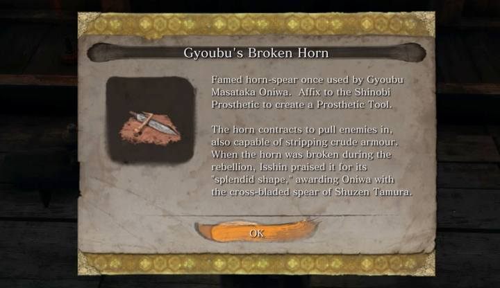 Przedmiot służący do odblokowania Wmontowanej Włóczni - Wmontowana włócznia | Narzędzia protezy w Sekiro Shadows Die Twice - Sekiro Shadows Die Twice - poradnik do gry