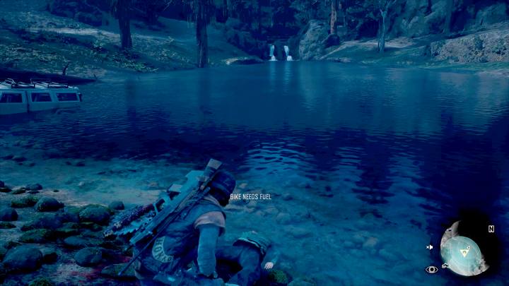 Zaraz po rozpoczęciu misji, udaj się na północ od obozu, nad sąsiednie jezioro - Days Gone: Ostra jazda - solucja, opis przejścia - Days Gone - poradnik do gry
