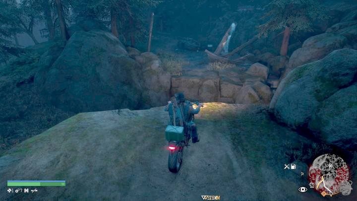 Inny przypadek występuje, gdy musisz przeskoczyć nad przepaścią używając motocykla, by dostać się w pobliże rozbitych śmigłowców - Days Gone: Aktywności poboczne - rodzaje - Days Gone - poradnik do gry