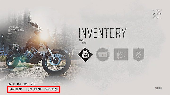 Aktualny stan funduszy w poszczególnych obozach najłatwiej możesz sprawdzić z menu inwentarza - Days Gone: Kredyty - dlaczego nie mogę wydać w obozie? - Days Gone - poradnik do gry