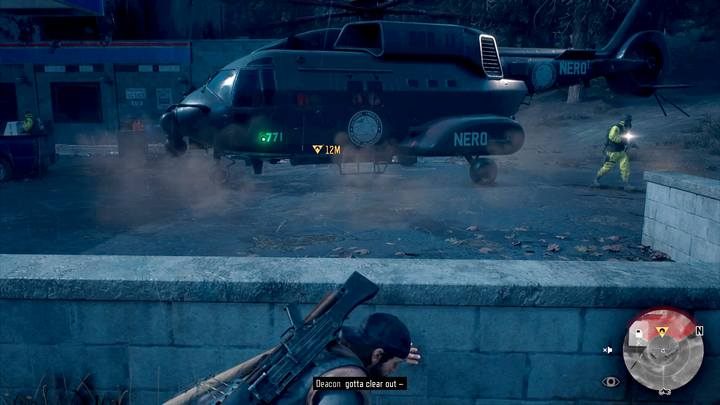 Gdy śmigłowiec przeleci, przebiegnij do murku i poczekaj, aż strażnicy się oddalą - Days Gone: Pamiętam - solucja, opis przejścia - Days Gone - poradnik do gry