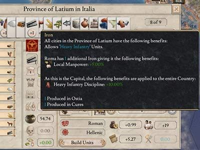 Nadwyżki zasobów zwiększają efektywność niektórych oddziałów wojskowych. - Jednostki lądowe w Imperator Rome - Imperator Rome - poradnik do gry