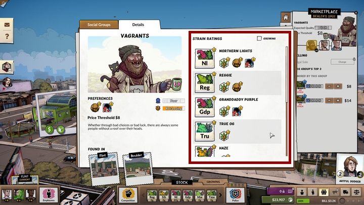 Wybierz ten gatunek, który odpowiada największej ilości grup społecznych - Jakie odmiany marihuany uprawiać w Weedcraft Inc? - Weedcraft Inc - poradnik do gry