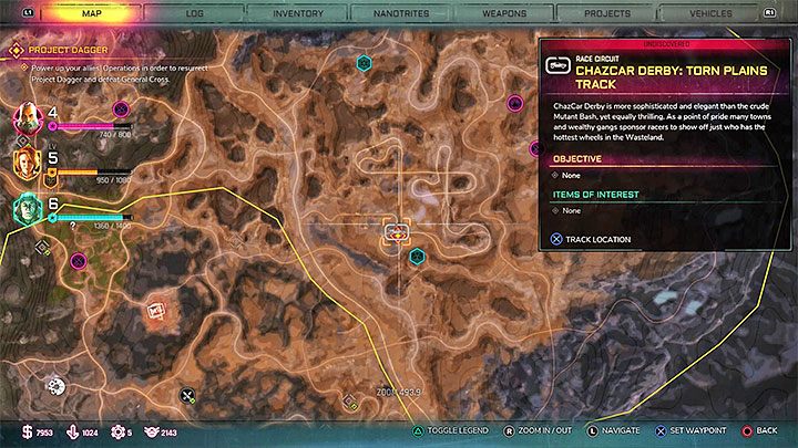 Na potrzeby tego tego celu misji musisz odwiedzić jeden z torów wyścigowych - ChazCar Derby: Tor na Rozdartych Równinach (ChazCcar Derby: Torn Plains Track) - Gwiazda Pustkowi | Solucja gry Rage 2 - Rage 2 - poradnik do gry