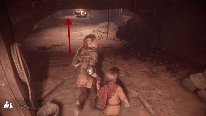 Idąc dalej po schodach trafisz do kolejnego pomieszczenia - A Plague Tale Innocence: Odwet - solucja, opis przejścia - A Plague Tale Innocence - poradnik do gry