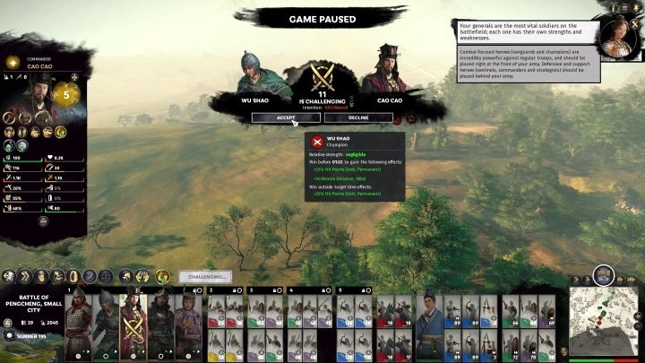 Moment rozpoczęcia pojedynku. - Pojedynki w Total War Three Kingdoms - Total War Three Kingdoms - poradnik do gry