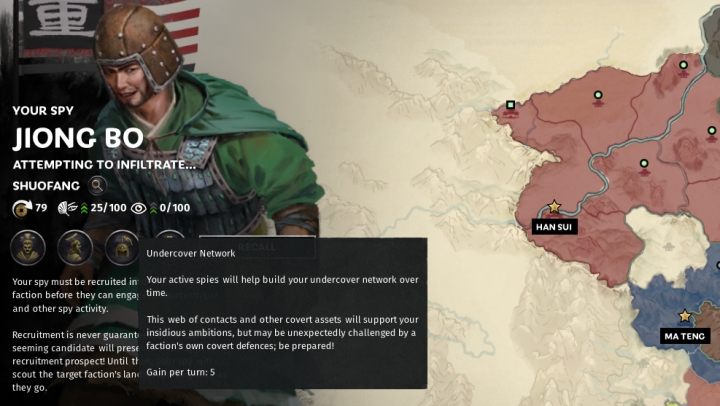 Ilość dostępnych zasobów sprawdzić możesz na portrecie szpiega. - Szpiegostwo w Total War Three Kingdoms - Total War Three Kingdoms - poradnik do gry