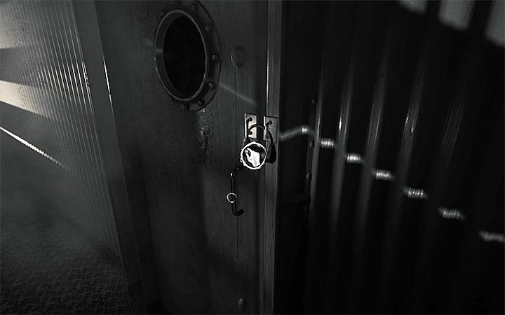 Na zamknięte drzwi z kłódką natrafisz niedługo po rozwiązaniu drugiej zagadki z projektorem - Druga zagadka z kłódką | Rozwiązanie zagadki w Layers of Fear 2 - Layers of Fear 2 - poradnik do gry