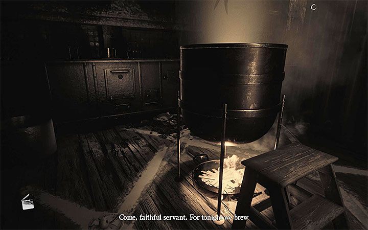 Kocioł odnajdziesz tuż po użyciu klucza do odblokowania sobie wejścia do kuchni - Zagadka z kotłem | Rozwiązanie zagadki w Layers of Fear 2 - Layers of Fear 2 - poradnik do gry