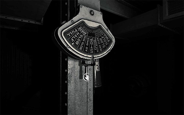 Podejdź do pokazanej na obrazku dźwigni do kontrolowania prędkości statku - Sceny ucieczki i maszynownia | Solucja Layers of Fear 2 - Layers of Fear 2 - poradnik do gry