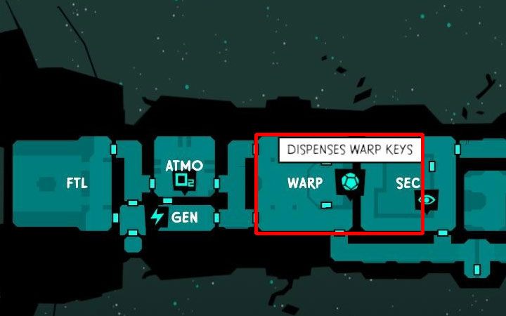 Po zinfiltrowaniu wrogiego statku odszukaj na mapie pomieszczenie WARP (przykład na obrazku) i udaj się tam - Jak zdobywać klucze Warp Key w Void Bastards? - Void Bastards - poradnik do gry