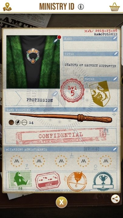 W identyfikatorze ministerialnym możesz ustalić wygląd swojej różdżki, tytuł, imię, dom, profesję oraz osiągnięcia - Podstawowe informacje | Harry Potter Wizards Unite - Harry Potter Wizards Unite - poradnik do gry