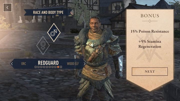 Na ten moment niezbyt ciekawe są rasy Mrocznych elfów (Dark Elf) oraz Wysokich elfów (High Elf), bo chociaż 15% odporności na obrażenia od żywiołów bardzo się przydadzą, bonus do siły zaklęć czy regeneracji punktów magii będzie zbędny, gdyż większość czarów jest łatwo przerywana przez atak przeciwni - Wybór rasy w The Elder Scrolls Blades - The Elder Scrolls Blades - poradnik do gry