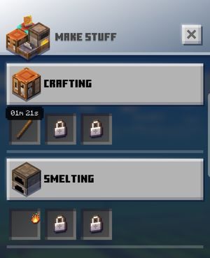 Panel wytwarzania podzielony się na dwa segmenty - konstruowanie i przetapianie - Jak działa wytwarzanie przedmiotów w Minecraft Earth? - Minecraft Earth - poradnik do gry
