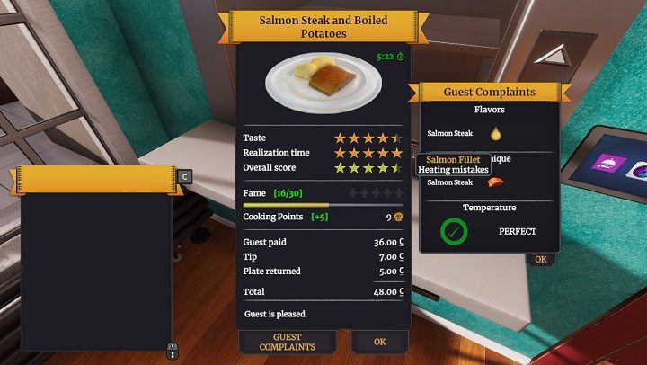 Uwagi od klienta pozwalają zrozumieć, co zrobiliśmy źle. - Ocena dań przez gości oraz zarobki | Mechaniki gry w Cooking Simulator - Cooking Simulator - poradnik do gry
