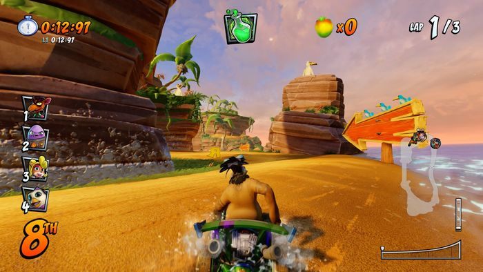 Litera T znajduje się na moście prowadzącym do piackiego statku - Tryb CTR Challenge - Crash Team Racing w Crash Team Racing Nitro Fueled - Crash Team Racing Nitro-Fueled - poradnik do gry