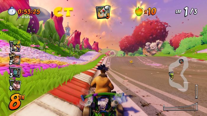 Litera T jest na początku trasy na trawie - Tryb CTR Challenge - Crash Team Racing w Crash Team Racing Nitro Fueled - Crash Team Racing Nitro-Fueled - poradnik do gry