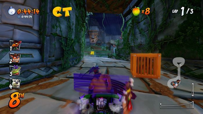Litera C znajduje się w pierwszym skrócie, musicie wskoczyć na szczyt piramidy, zalecane jest posiadanie dopalacza lub maski - Tryb CTR Challenge - Crash Team Racing w Crash Team Racing Nitro Fueled - Crash Team Racing Nitro-Fueled - poradnik do gry