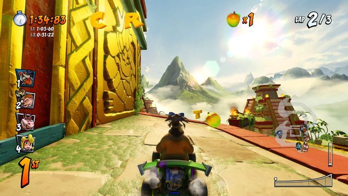 Litera R jest na ostrym zakręcie przed metą, jedźcie powoli a jej nie przeoczycie - Tryb CTR Challenge - Crash Team Racing w Crash Team Racing Nitro Fueled - Crash Team Racing Nitro-Fueled - poradnik do gry