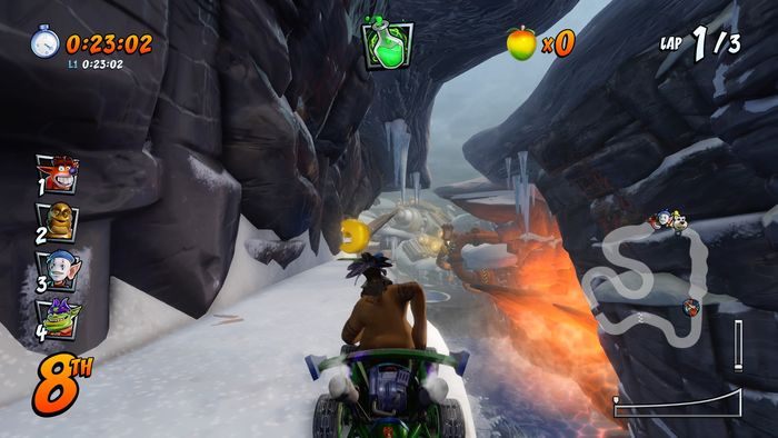 Litera T znajduje sięna zboczu w połowie trasy - Tryb CTR Challenge - Crash Nitro Cart w Crash Team Racing Nitro Fueled - Crash Team Racing Nitro-Fueled - poradnik do gry