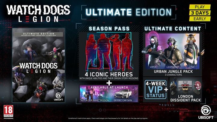 W tym przypadku otrzymasz zestaw Urban Jungle Pack, który zawiera trzy dodatkowe postacie, status VIP (na cztery tygodnie) oraz London Dissident Pack, będący pakietem przedmiotów kosmetycznych oraz zawartość edycji Gold - Watch Dogs Legion - poradnik do gry