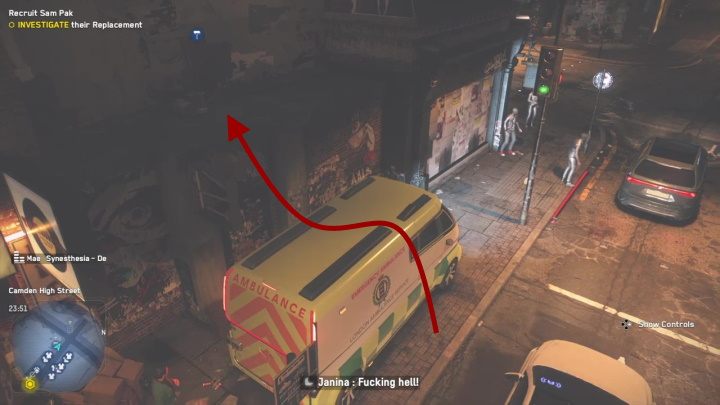 Miejsce na grafikę znajduje się na piętrze budynku przylegających do stacji Euston (jest to punkt szybkiej podróży) - Watch Dogs Legion: Street art - mapa Camden, lokacje - Watch Dogs Legion - poradnik do gry