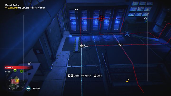 Pojawi się kolejna łamigłówka, zacznij od lewej strony, hakując kamery znajdujące się wewnątrz pomieszczenia - Watch Dogs Legion: Zamknięcie rynku - solucja, opis przejścia - Watch Dogs Legion - poradnik do gry