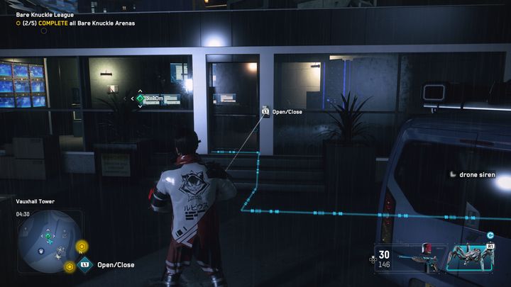 Warto zobaczyć gdzie znajduje się terminal za pomocą hakowania drzwi, czerwona linia wskaże ci drogę - Watch Dogs Legion: Punkty technologii - mapa Nine Elms - Watch Dogs Legion - poradnik do gry