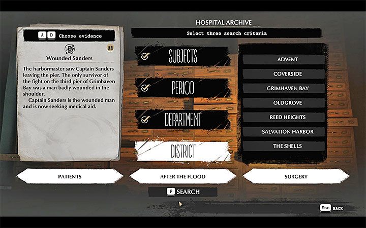 Drugi krok to ustalenie trzech kryteriów poszukiwań - Jak korzystać z archiwów w The Sinking City? - The Sinking City - poradnik do gry