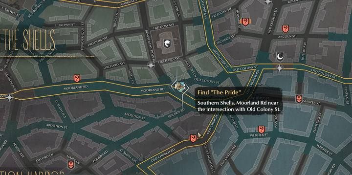Udaj się na barkę, która zacumowana jest na skrzyżowaniu dróg Moorland, Benevolent Tides i Old Colony - Dary morza | Sprawy poboczne w The Sinking City - The Sinking City - poradnik do gry