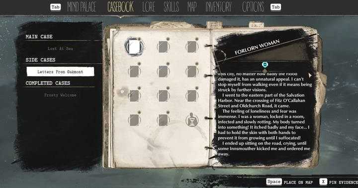 W dzienniku znajdziesz wpis ze szczegółami dotyczącymi misji - Listy z Oakmont | Sprawy poboczne w The Sinking City - The Sinking City - poradnik do gry