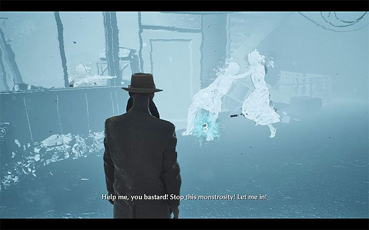 W tajnym laboratorium powinien pojawić się błękitny obłok, a więc możesz zająć się retrokognicją - Frunący Feniks (Fleeing Phoenix) | Solucja The Sinking City - The Sinking City - poradnik do gry