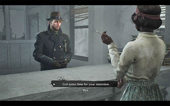 Po wejściu do budynku zainicjuj rozmowę z Helen Bland i po tym jak przedstawisz się zgódź się na udzielenie wywiadu - Lista trofeów w The Sinking City - The Sinking City - poradnik do gry