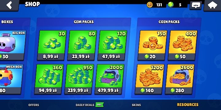 W grze istnieją dwie waluty - monety oraz klejnoty - Mikropłatności w Brawl Stars - Brawl Stars - poradnik do gry