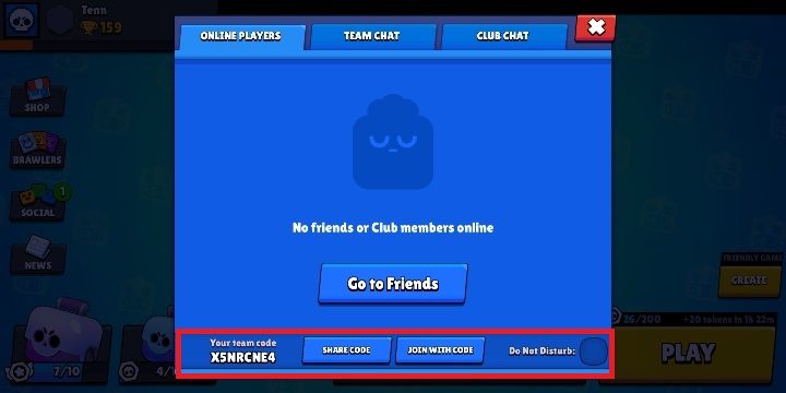Po wejściu w opcje znajomych pojawi się na twoim ekranie następujące okno - Jak dodać kogoś do znajomych w Brawl Stars? - Brawl Stars - poradnik do gry
