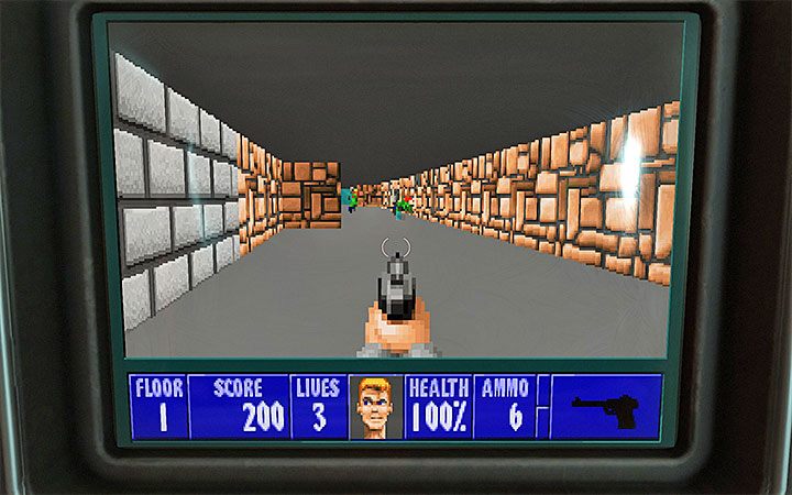 Gra dokona przybliżenia obrazu - na obrzeżach ekranu nadal będą widoczne fragmenty automatu - Jak zagrać w Wolfensteina 3D w Wolfenstein Youngblood? - Wolfenstein: Youngblood - poradnik do gry
