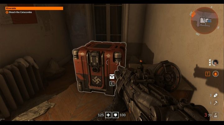 Pierwszą skrzynię znajdziesz w budynku, w trakcie wykonywanie drugiej misji fabularnej - Riverside | Sekrety w Wolfenstein Youngblood - Wolfenstein: Youngblood - poradnik do gry