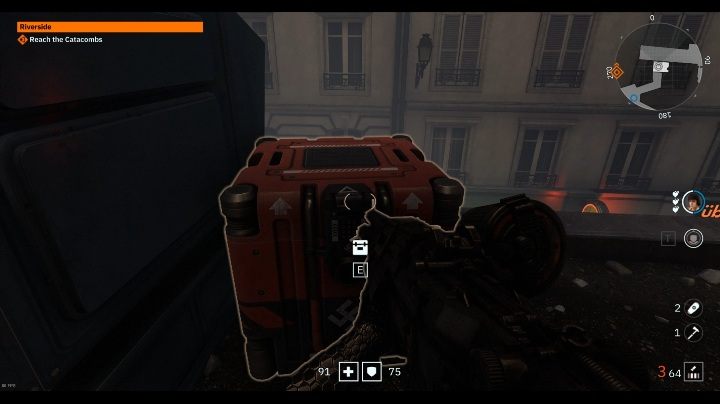 Kolejną skrzynię znajdziesz na dachu jednego z budynków, w trakcie wykonywania misji Riverside - Riverside | Sekrety w Wolfenstein Youngblood - Wolfenstein: Youngblood - poradnik do gry