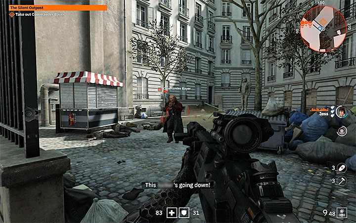 Odszukaj dziedziniec gdzie przebywa Commander Bayer (powyższy obrazek) i zaatakuj go - The Silent Outpost | Misje poboczne w Wolfenstein Youngblood - Wolfenstein: Youngblood - poradnik do gry
