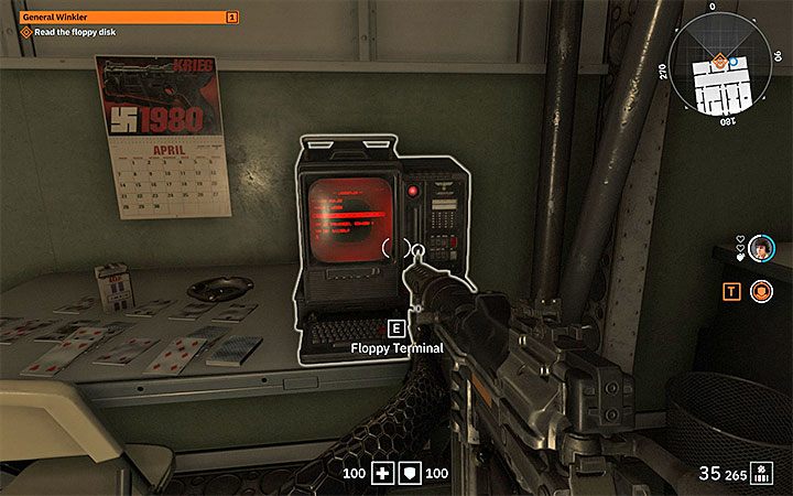 Kontynuuj eksplorację okolicy aż natrafisz na załączony komputer ze stacją dyskietek - pokazuje go powyższy obrazek - Der Nachtfalter | Solucja Wolfenstein Youngblood - Wolfenstein: Youngblood - poradnik do gry