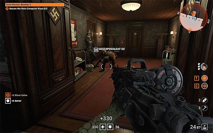 Po bokach otwórzą się dwie skrytki, z których wybiegną przeciwnicy - Raid Mission: Brother 1 | Solucja Wolfenstein Youngblood - Wolfenstein: Youngblood - poradnik do gry