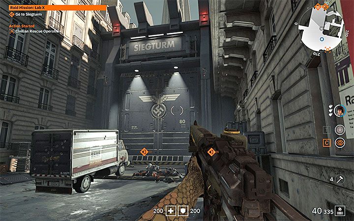 Celem podróży jest brama dzielnicy Siegturm (Siegturm Plaza Gate) - Raid Mission Lab X | Solucja Wolfenstein Youngblood - Wolfenstein: Youngblood - poradnik do gry
