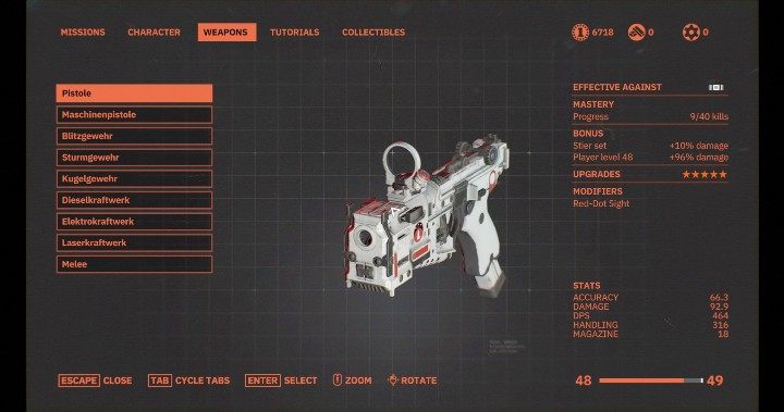 W Wolfenstein Youngblood możesz walczyć za pomocą: pistoletu, maschinenpistole, Blitzgewehr, Sturmgewehr, Kugelgewehr, Dieselkraftwerk, Elektrokraftwerk, Laserkraftwerk i broni białej - Ulepszenia broni w Wolfenstein Youngblood - Wolfenstein: Youngblood - poradnik do gry