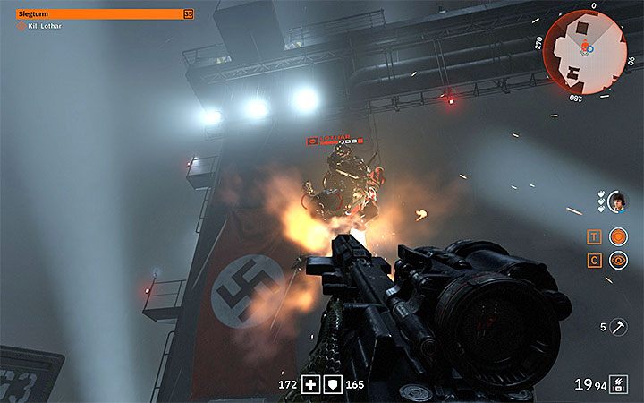 Lothar co pewien czas może powracać do dolnej części dachu - Generał Lothar - finałowy boss w Wolfenstein Youngblood - Wolfenstein: Youngblood - poradnik do gry