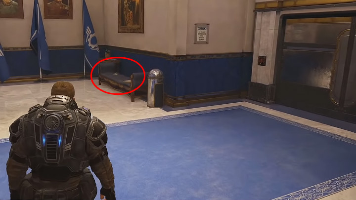 Ostatni przedmiot kolekcjonerski znajdziesz po lewej stronie drzwi prowadzących do gabinetu Jin - Akt 1 Rozdział 2 - Dyplomacja | Przedmioty kolekcjonerskie w Gears 5 - Gears 5 - poradnik do gry