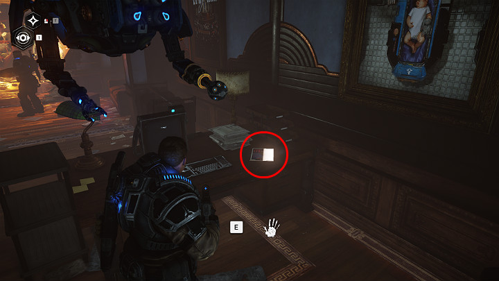Gdy wyjdziesz z płonącego pomieszczenia podejdź do biurka stojącego w rogu - Akt 1 Rozdział 3 - To jest wojna | Przedmioty kolekcjonerskie w Gears 5 - Gears 5 - poradnik do gry