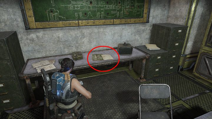 Na biurku znajdziesz kolejny przedmiot kolekcjonerski - Odprawa misji kosmicznej UNR - Akt 3 Rozdział 2 - Rakietowy plan | Przedmioty kolekcjonerskie w Gears 5 - Gears 5 - poradnik do gry