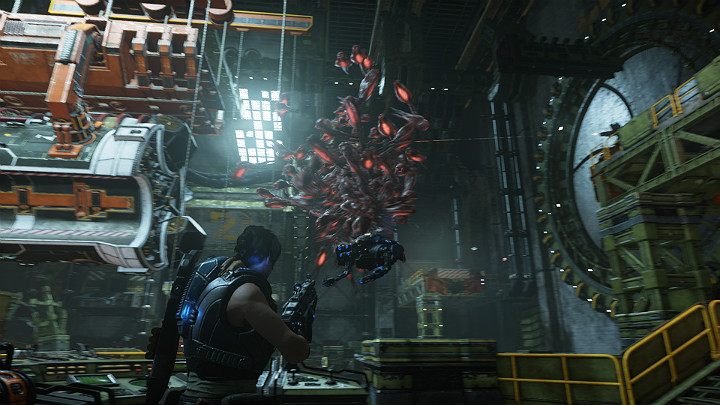 Gdy zejdziesz po drabinie na niższy poziom, zaatakują Cię dwa roje pijawek - Akt 3 Rozdział 2 - Rakietowy plan | Przedmioty kolekcjonerskie w Gears 5 - Gears 5 - poradnik do gry